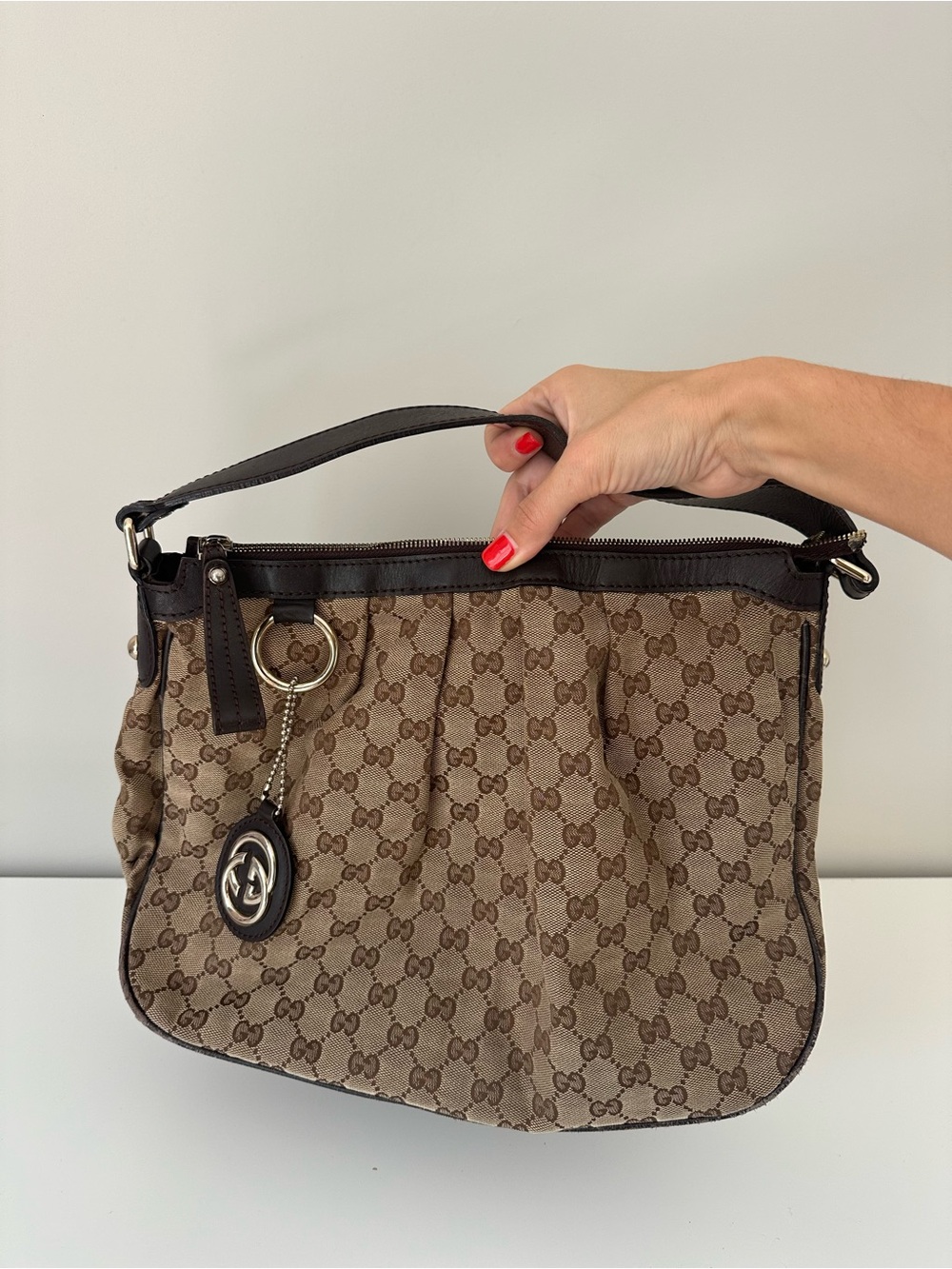 Gucci Brown Monogram Canvas Shoulder Bag